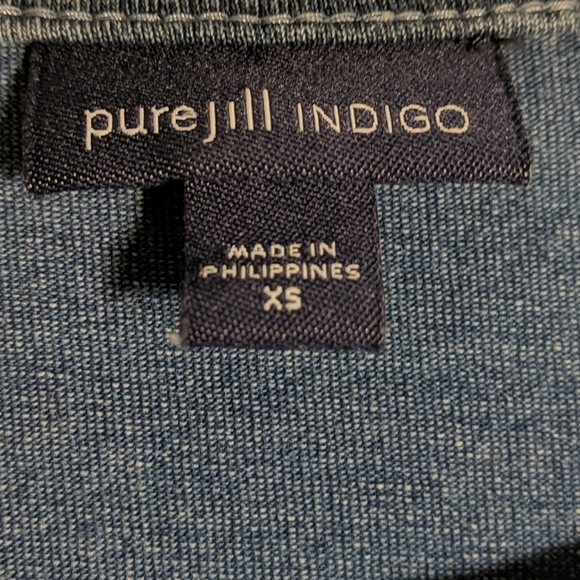 *J. Jill Indigo Crew Neck Tie Dye Shift Dress - Picture 4 of 5